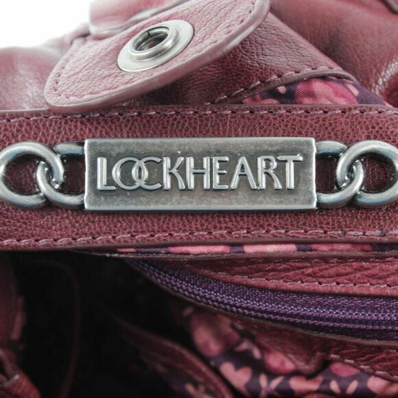 Lockheart Burgundy Red 14 X 11 Leather Braided Applique Detail Boho Purse - Picture 7 of 7